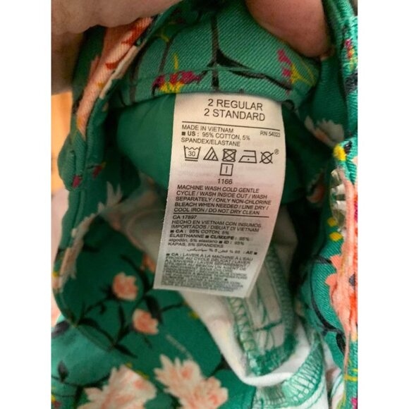 Old Navy Pixie Mid Rise Skinny Denim Jeans Floral Boho Cottage Green Size 2 - Picture 6 of 6